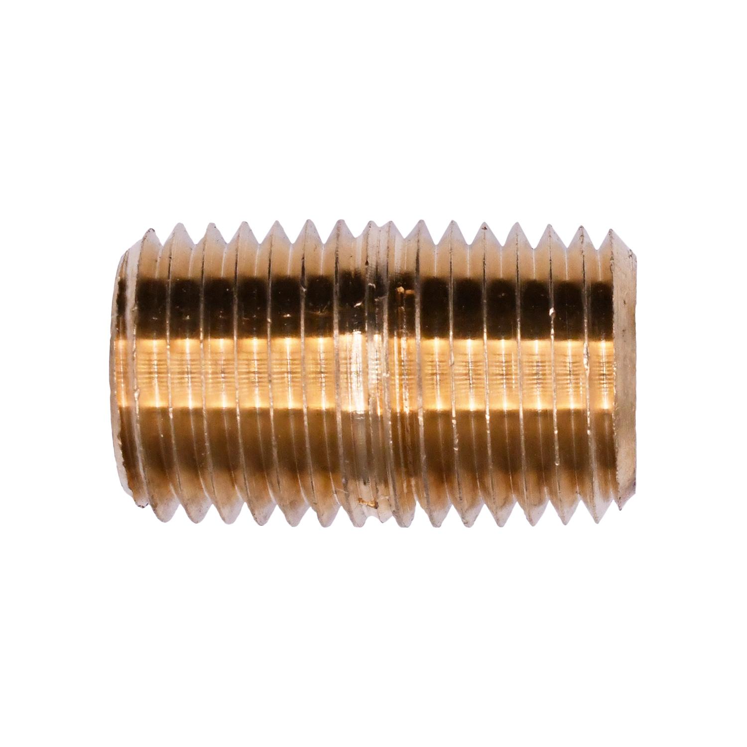 Auveco # 306 Brass Close Nipple 7/8" Length 1/4" Pipe Threads. Qty 5.