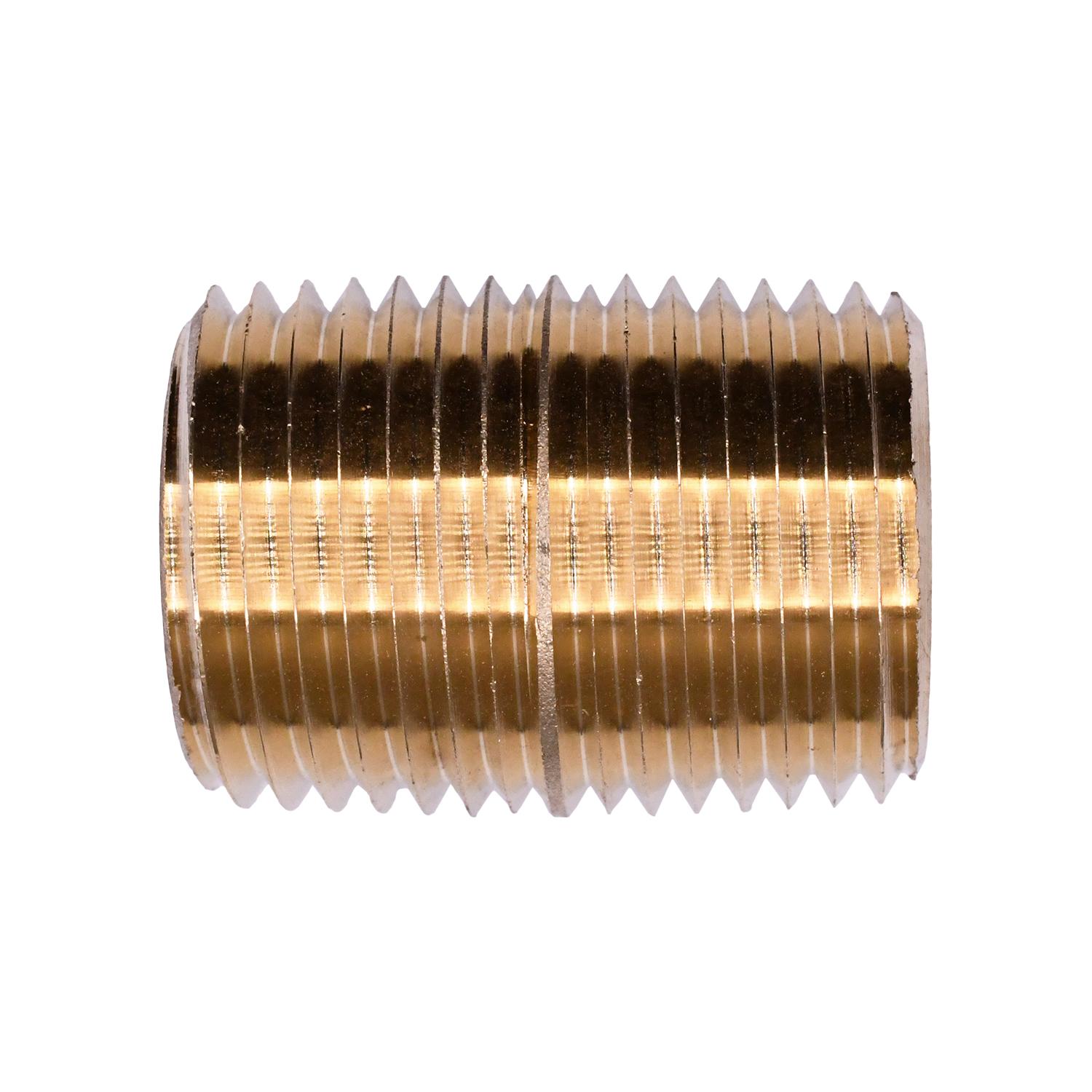 Auveco No. 308 Brass Close Nipple 1-1/8" Length 1/2" Thread, Quantity - 5