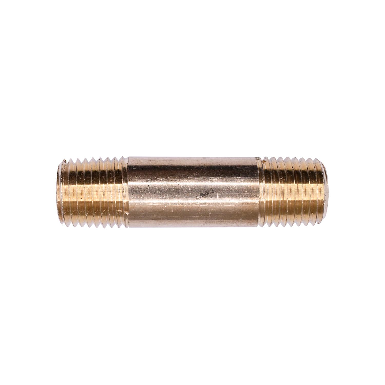 Auveco # 314 Brass Long Nipple 2" Length 1/4" Threads. Qty 5.