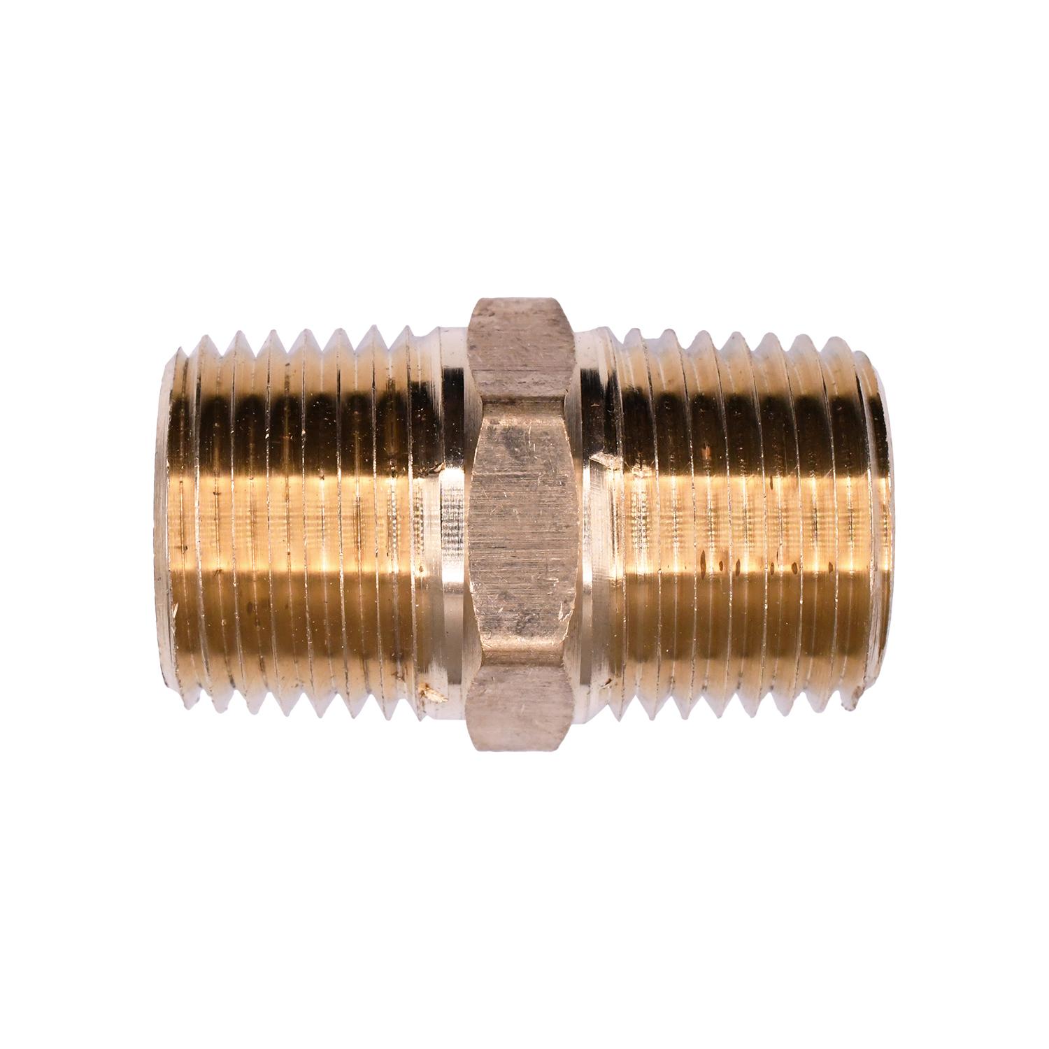 Auveco # 322 Brass Hex Nipple 1/2" Threads A 1/2" Threads B. Qty 5.