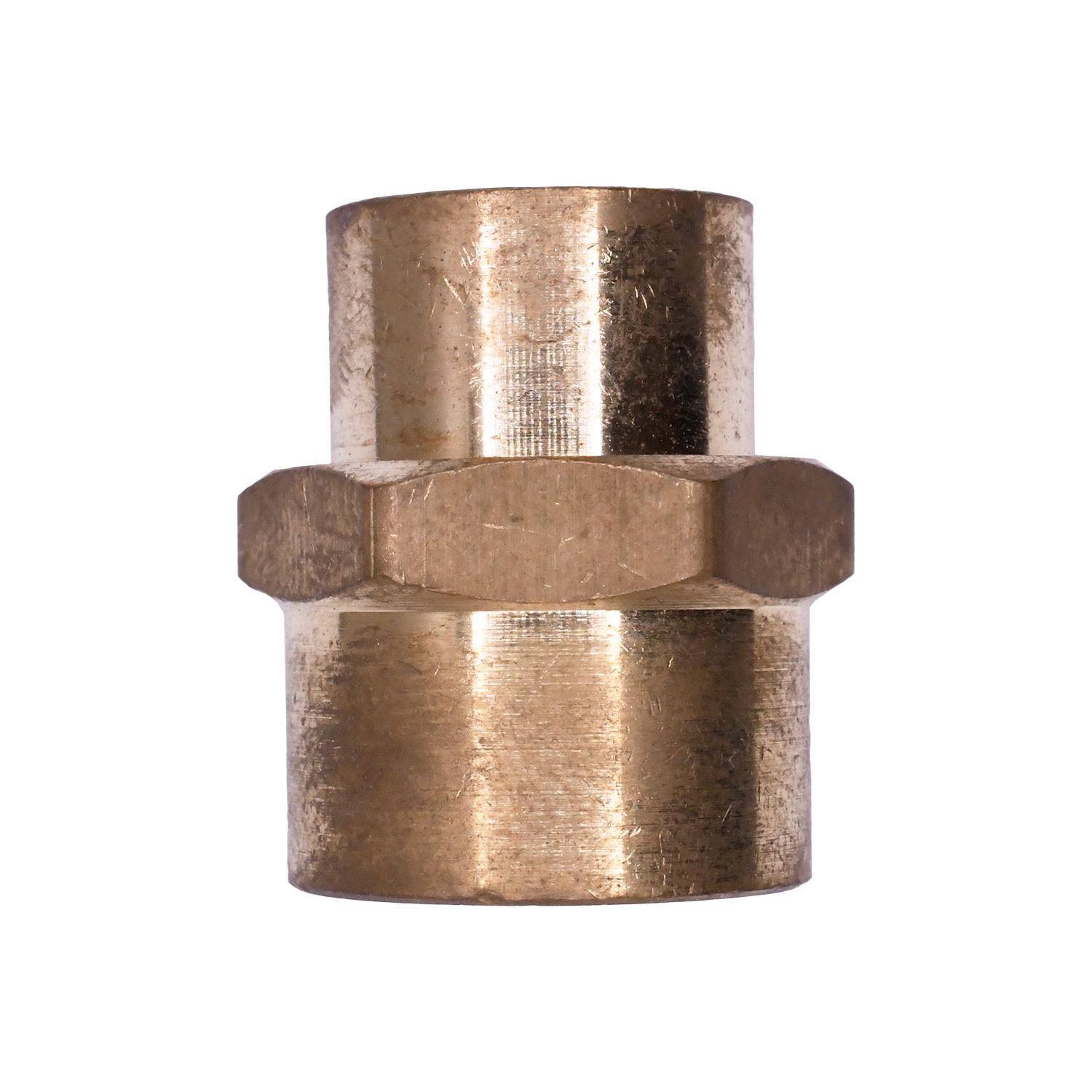 Auveco No. 337 Brass Reducing Coupling 3/8" Thread A 1/4" Thread B, Quantity - 5