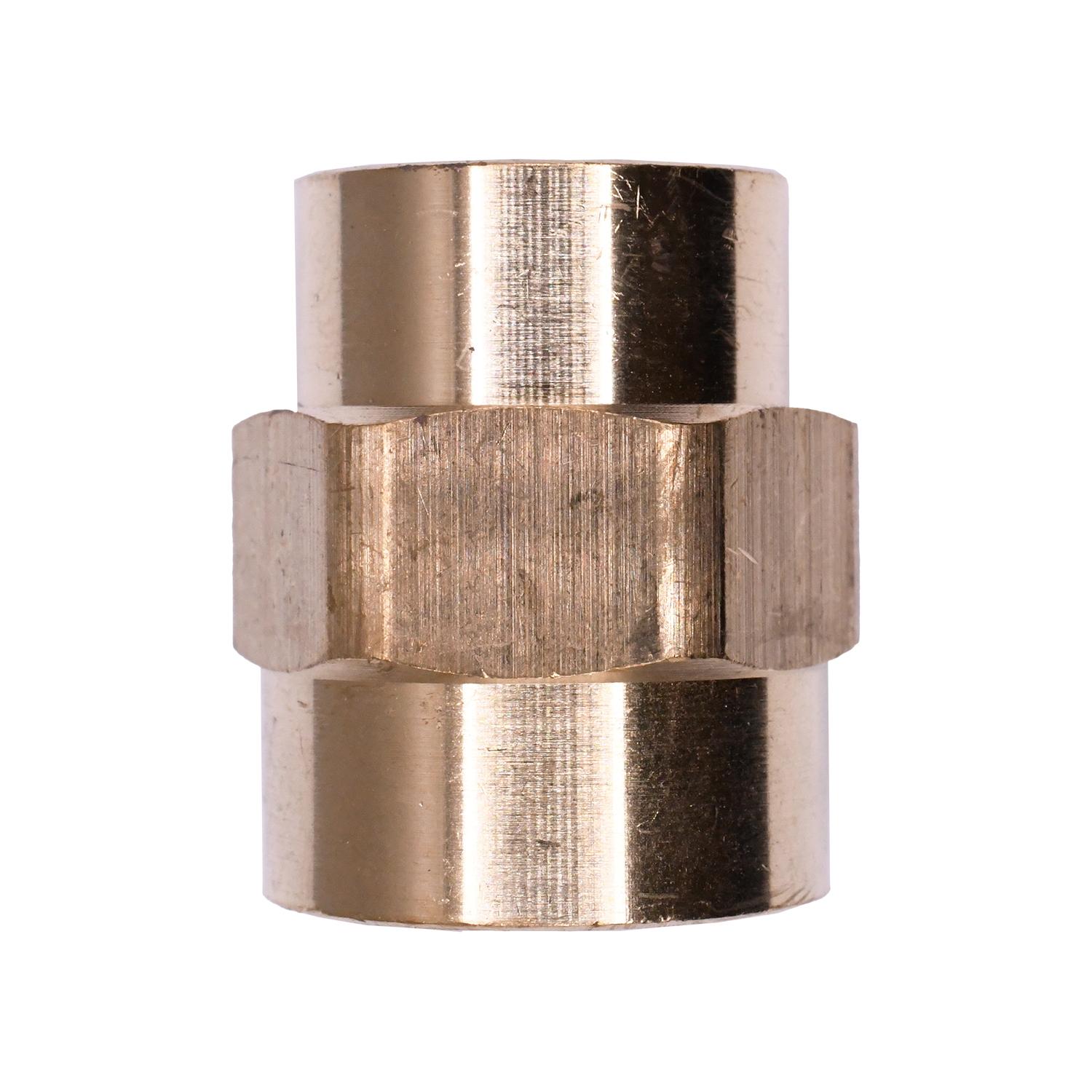 Auveco No. 339 Brass Reducing Coupling 1/2" Thread A 3/8" Thread B, Quantity - 5
