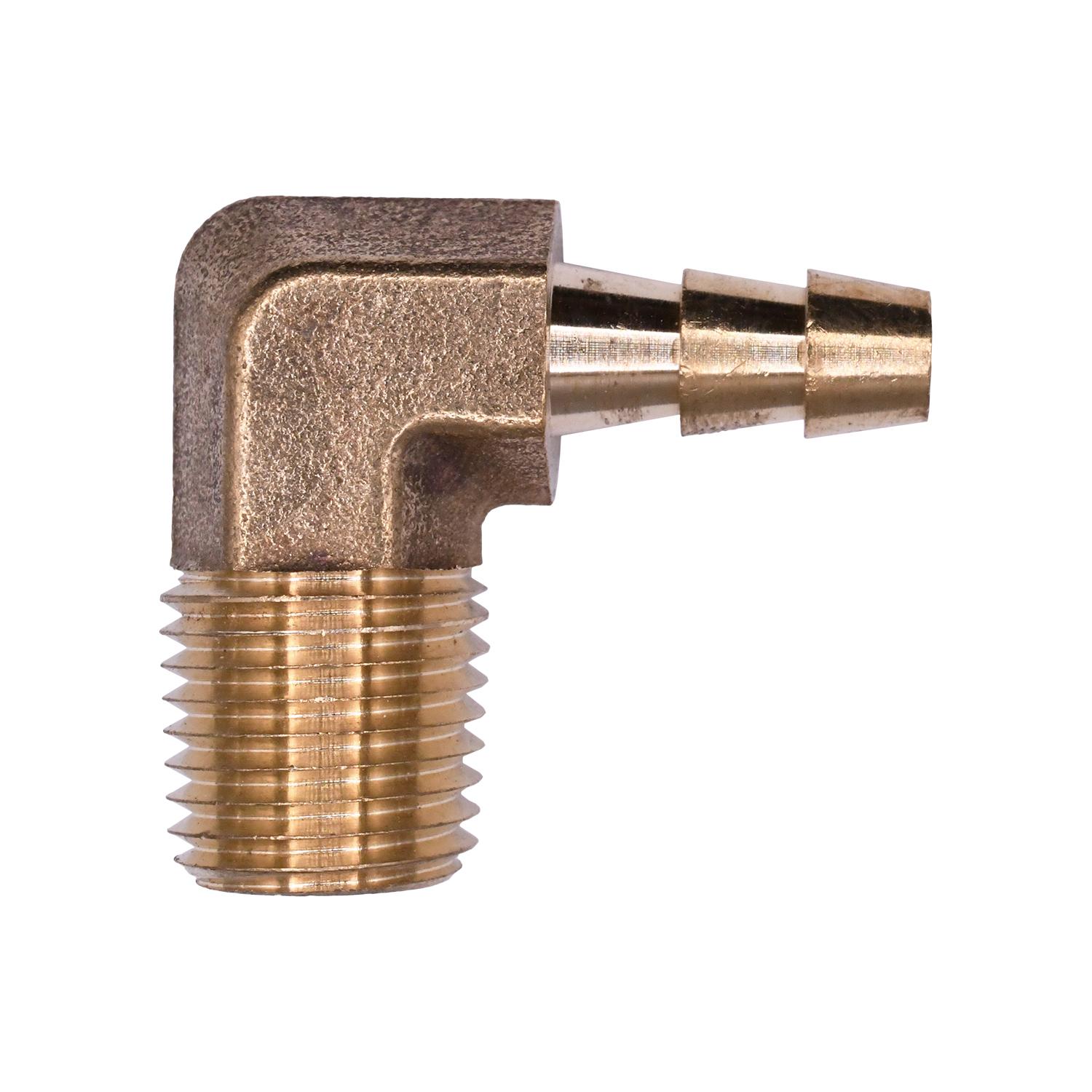 Auveco # 456 Brass 90 Degree Hose Barb 1/4" To Male Pipe 1/4" Adapter. Qty 5.