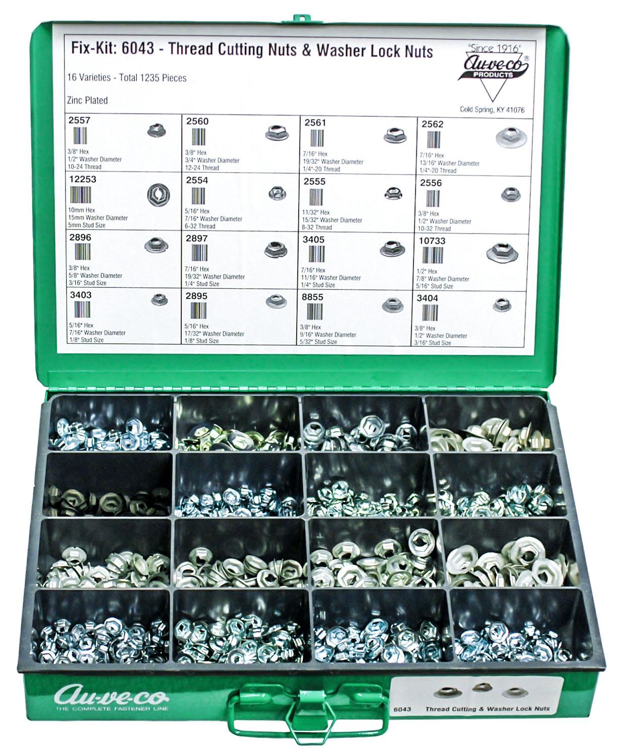 Auveco # 6043 Washer Type Thread Cutting Nuts. Assortment. Qty 1.