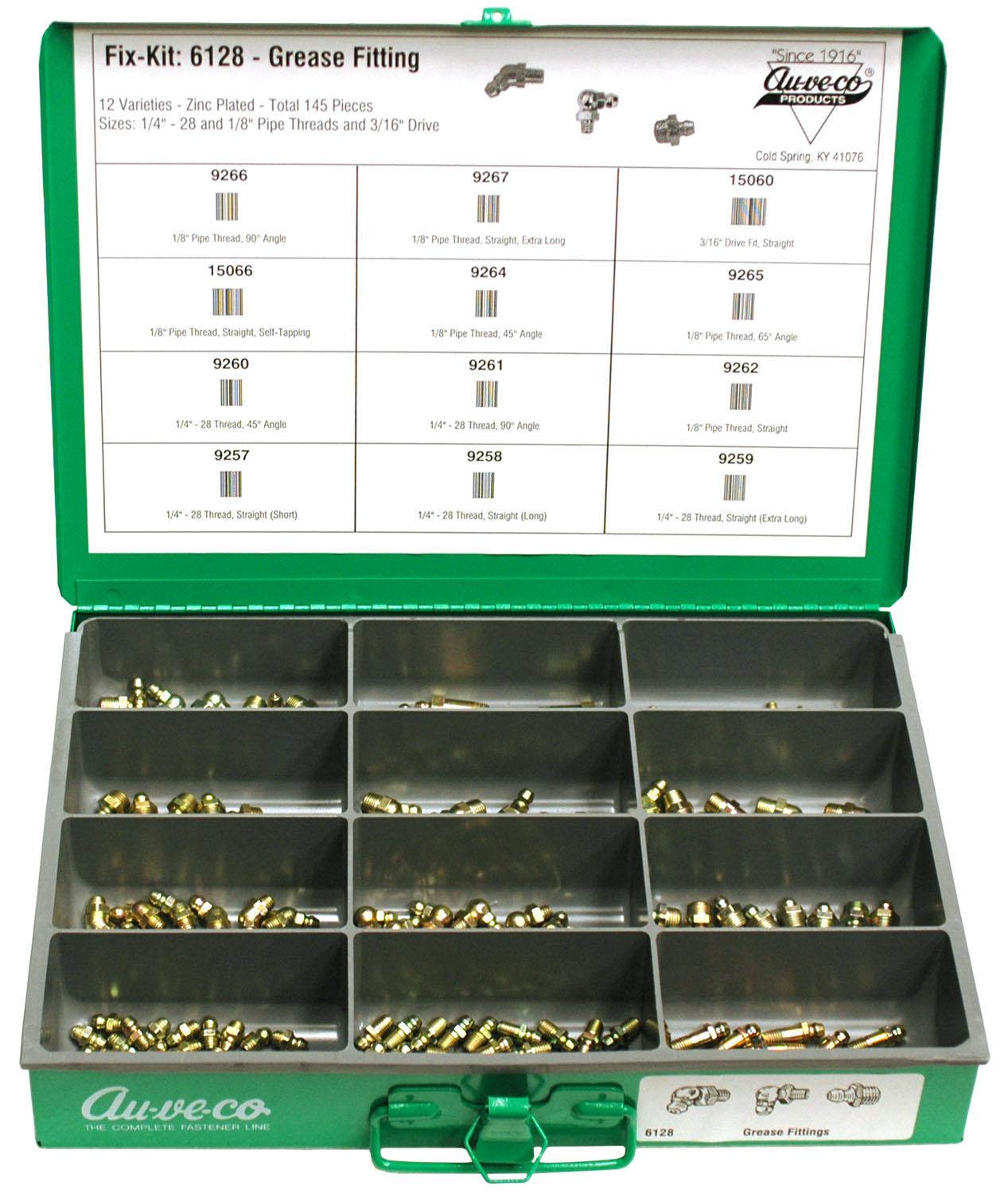 Auveco No. 6128 Grease Fittings 135 Pcs, Quantity - 1 KIT