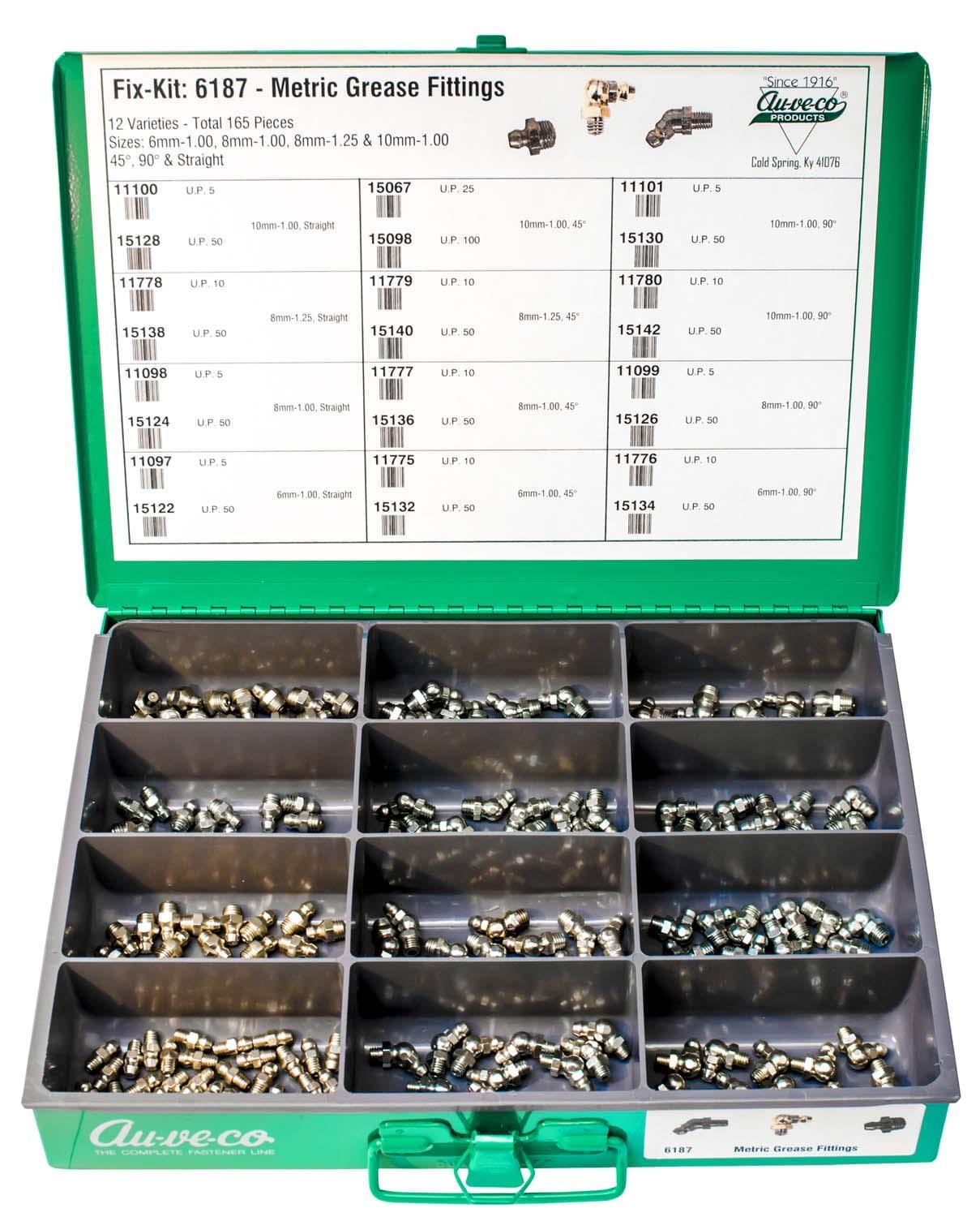 Auveco No. 6187 Metric Grease Fittings Kit, Quantity - 1 KIT