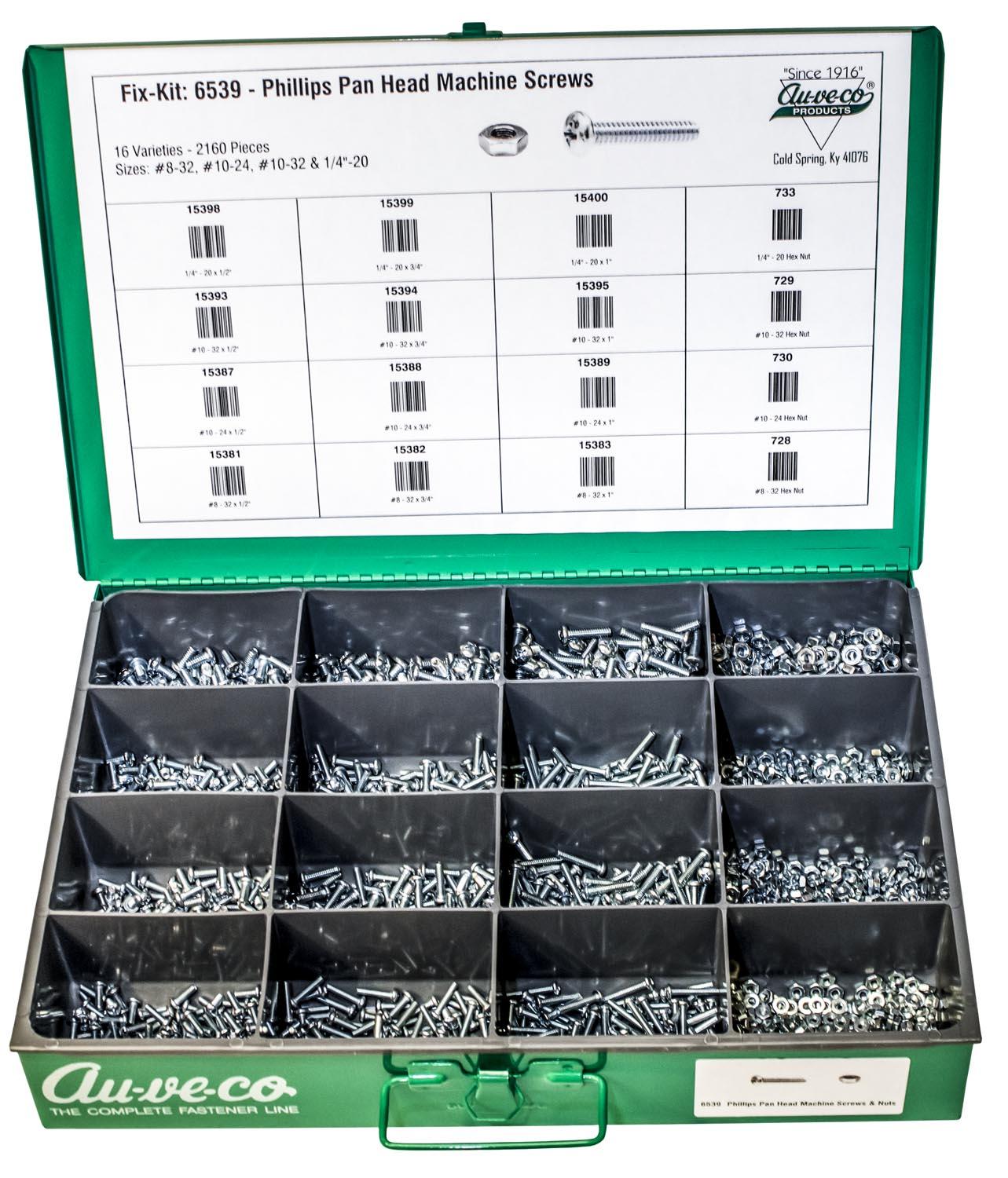 Auveco No. 6539 Phillips Pan Head Machine Screw Kit, Quantity - 1 KIT