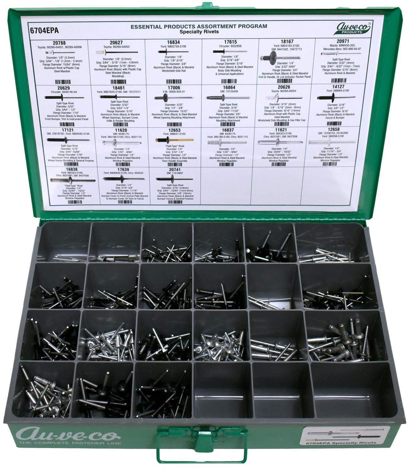 Auveco # 6704EPA Specialty Rivet Assortment. Qty 1.