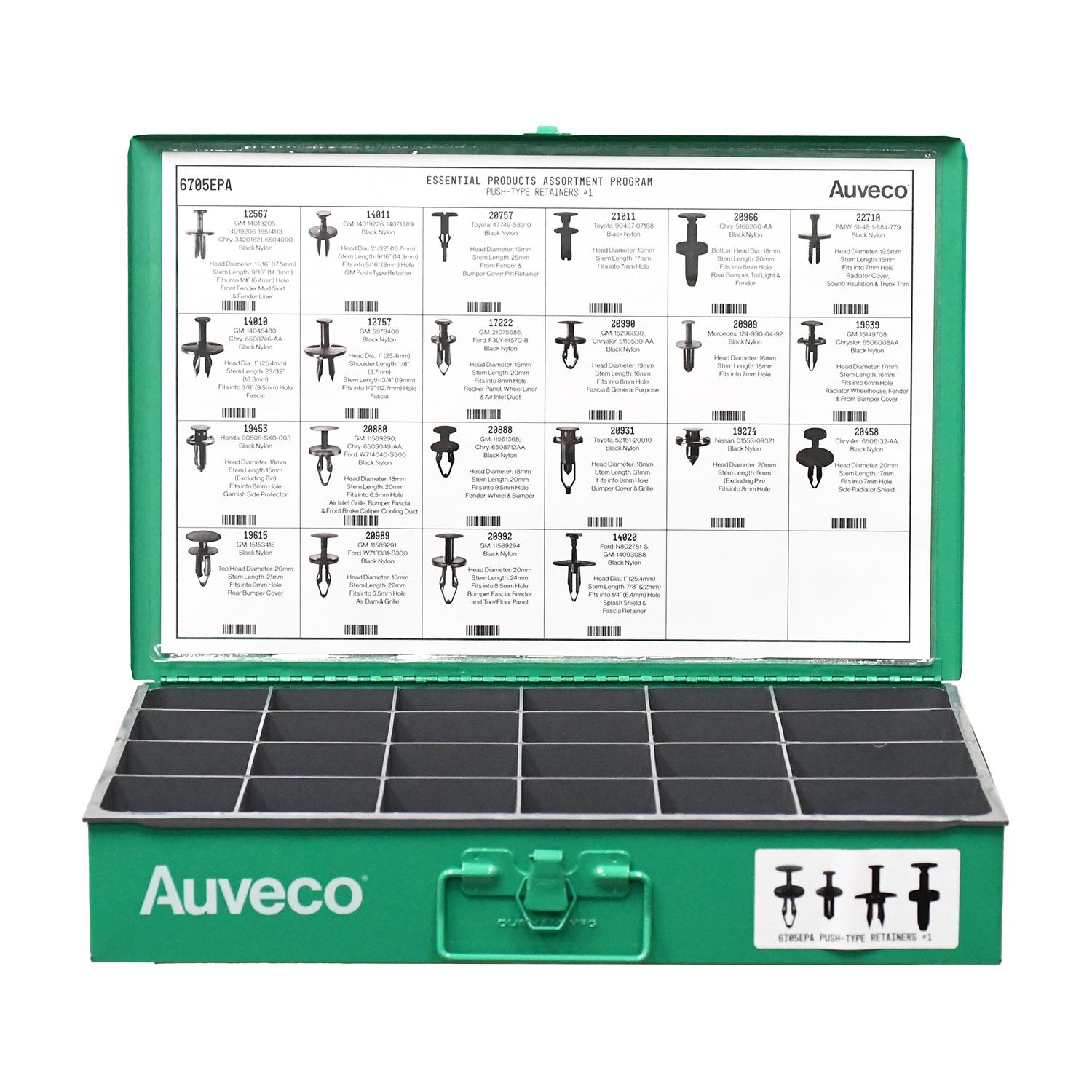 Auveco # 6705EPA Push-Type Retainers Assortment #1. Qty 1.