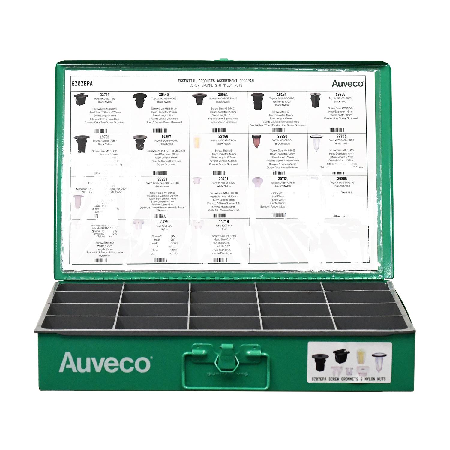 Auveco # 6707EPA Screw Grommets & Nylon Nuts Assortment. Qty 1.