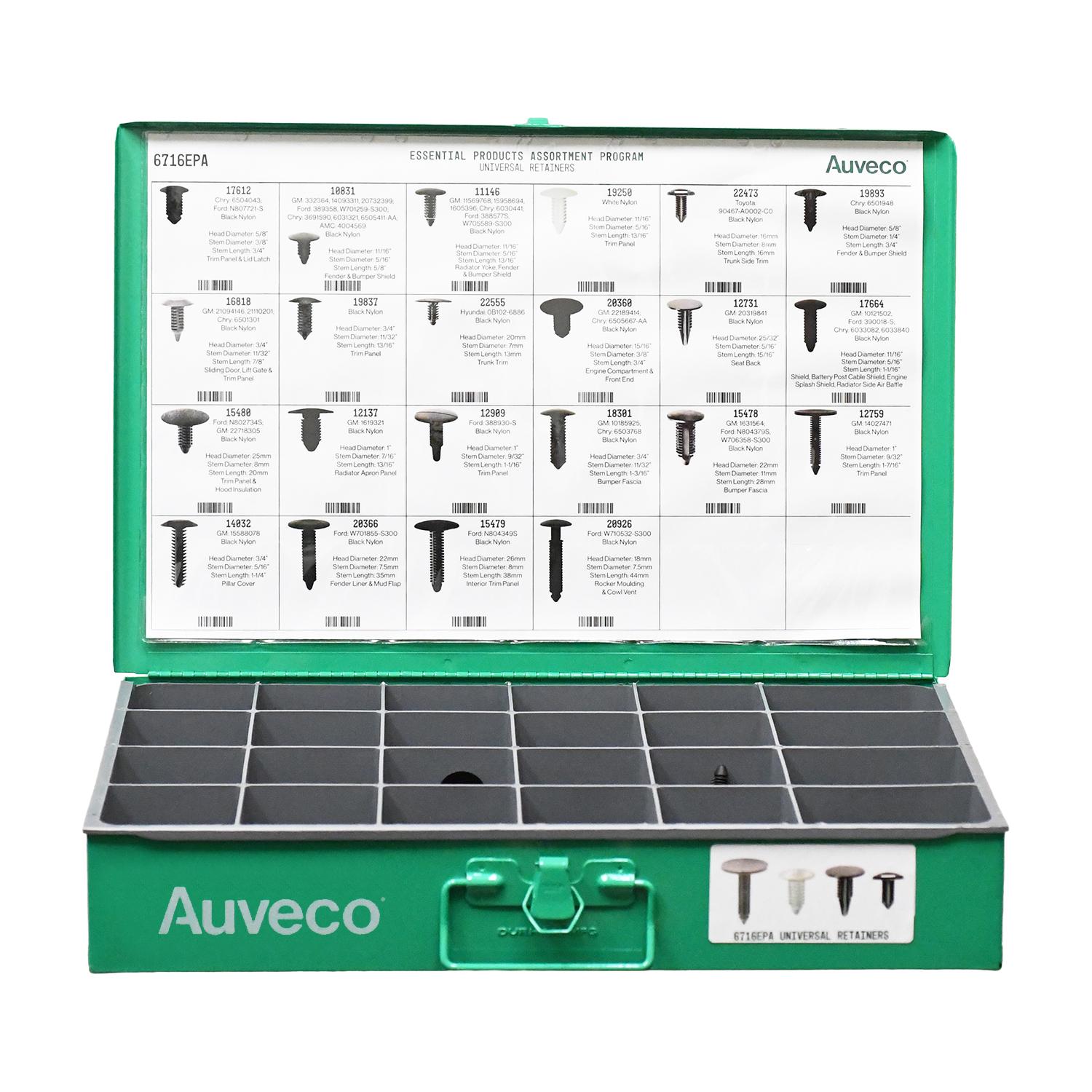 Auveco # 6716EPA Universal Retainers Assortment. Qty 1.