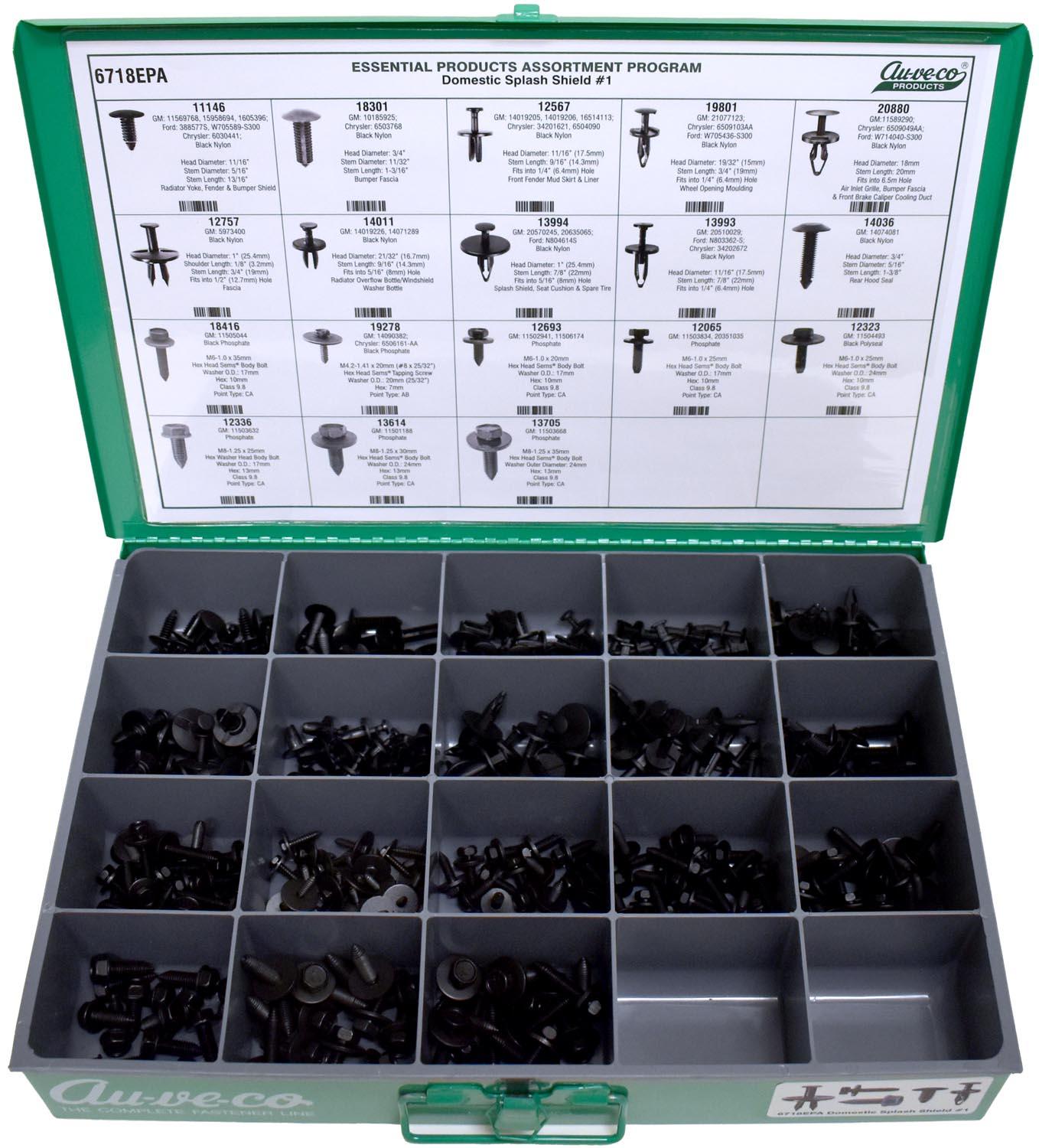 Auveco # 6718EPA Domestic Splash Shield Assortment #1. Qty 1.