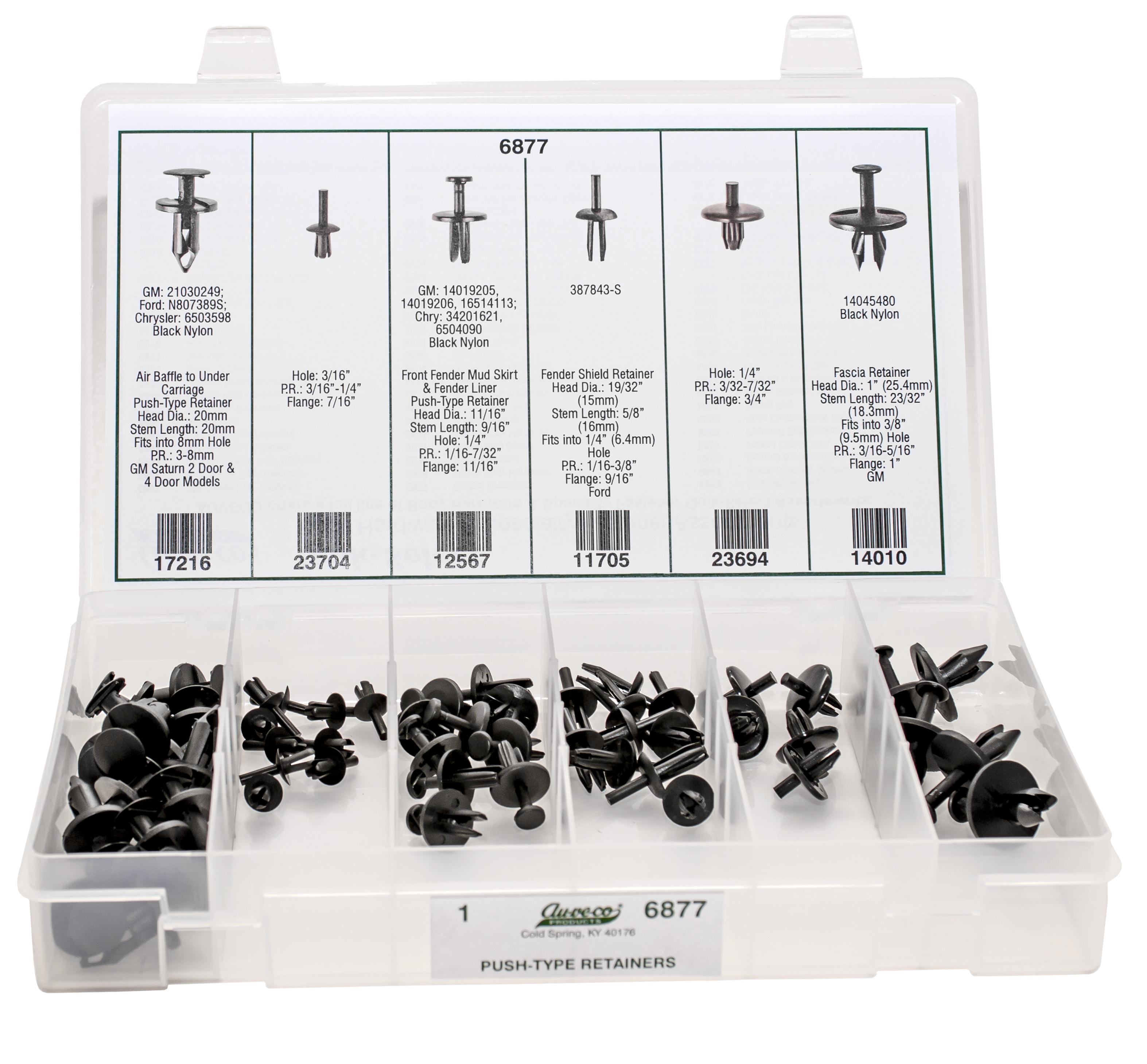 Auveco # 6877 Push-Type Retainer Quik-Select Kit. Assortment. Qty 1.