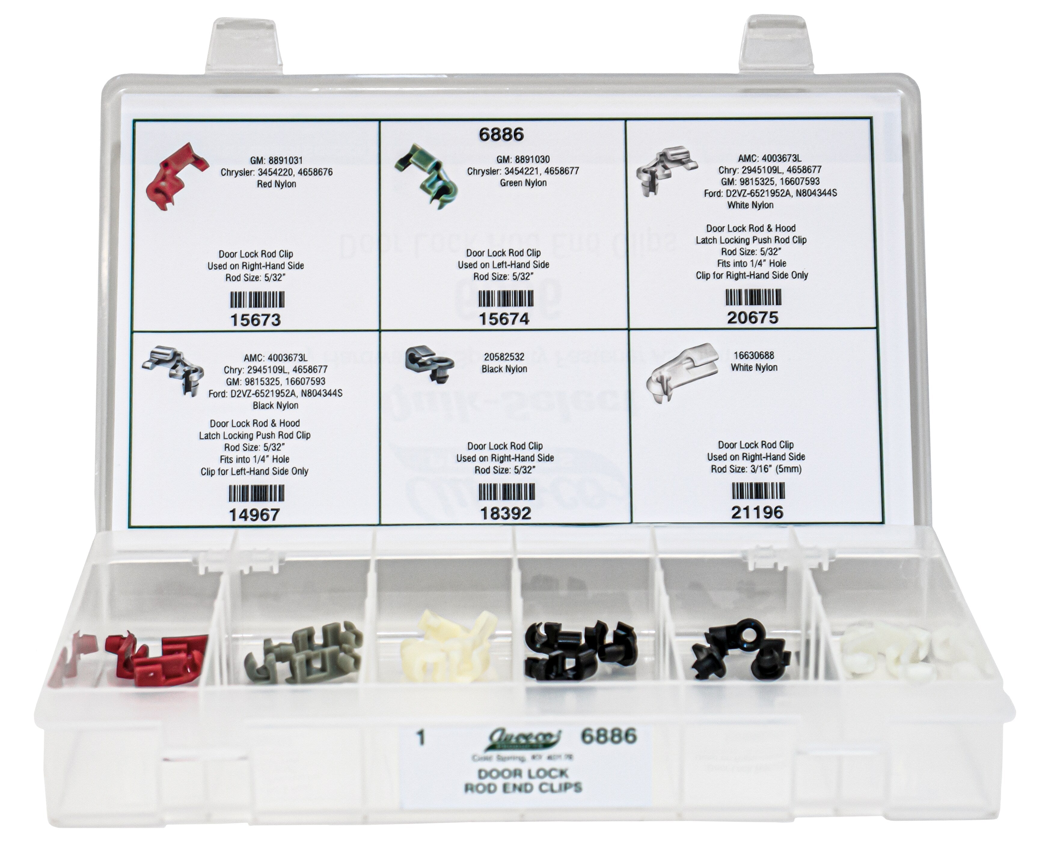Auveco # 6886 Door Lock Rod End Clip Quik-Select Kit. Assortment. Qty 1.