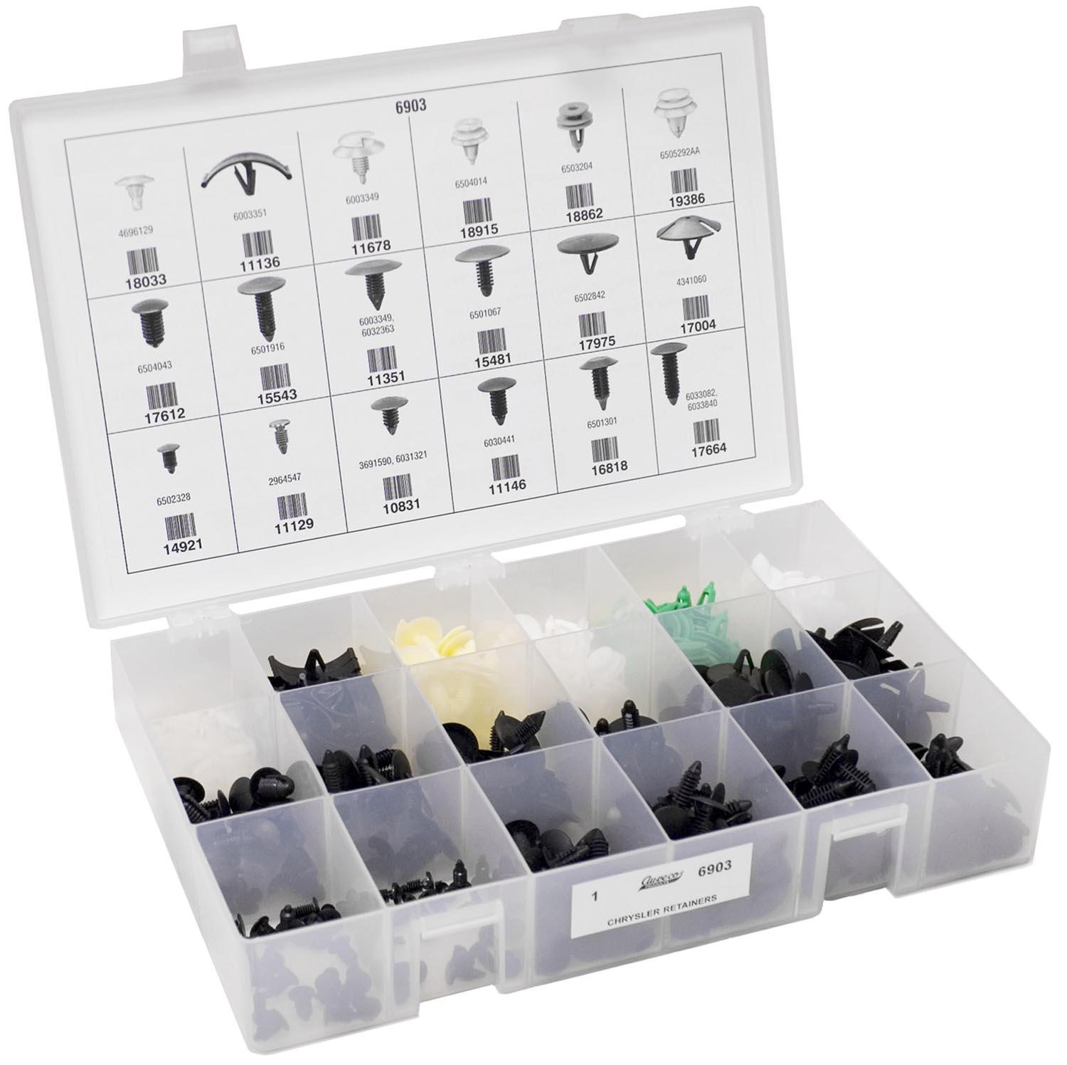 Auveco # 6903 Chrysler Retainers Quik-Select II Kit. Assortment. Qty 1.