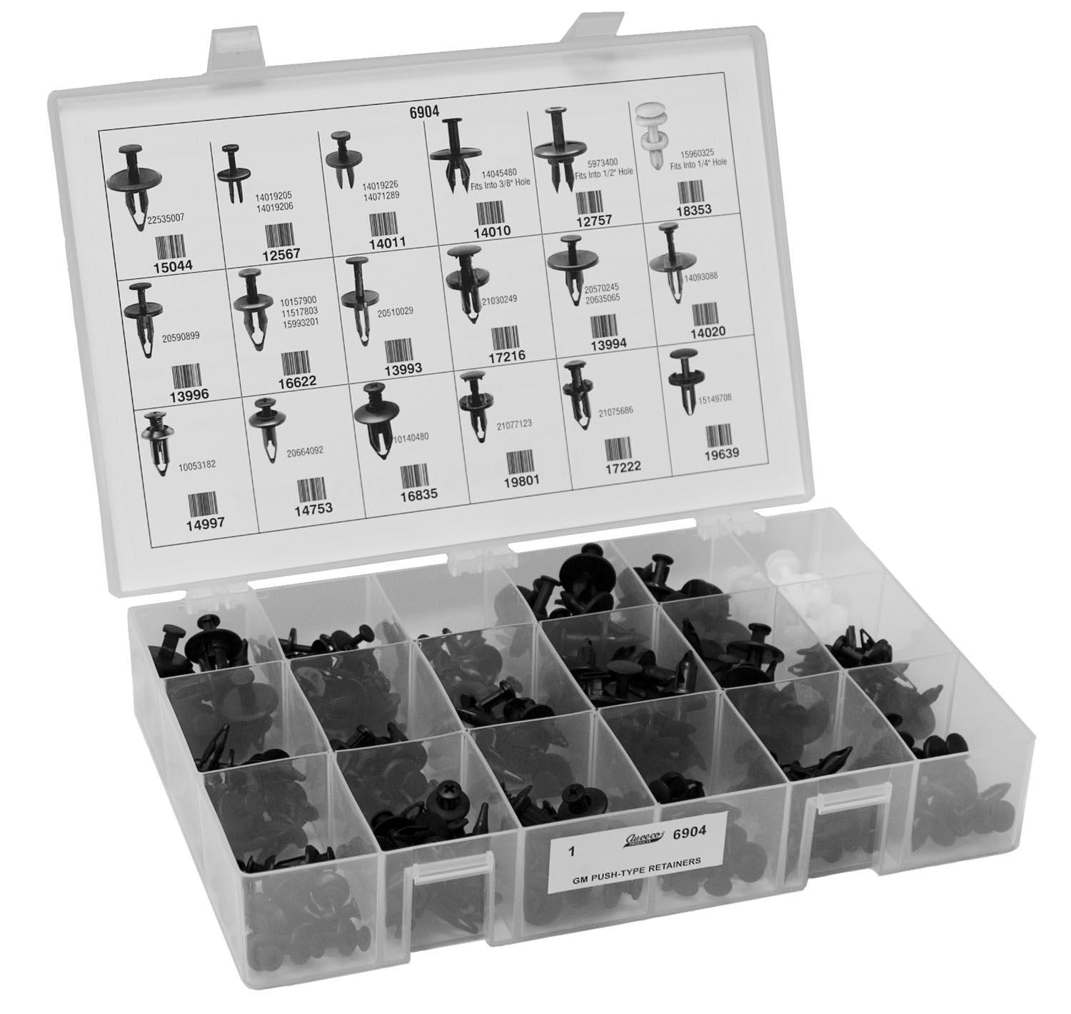 Auveco No. 6904 GM Push-Type Retainers Quik-Select II Kit, Quantity - 1 KIT