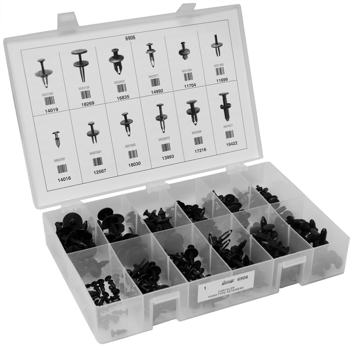 Auveco No. 6906 Chrysler Push-Type Retainers Quik-Select II Kit, Quantity - 1 KIT