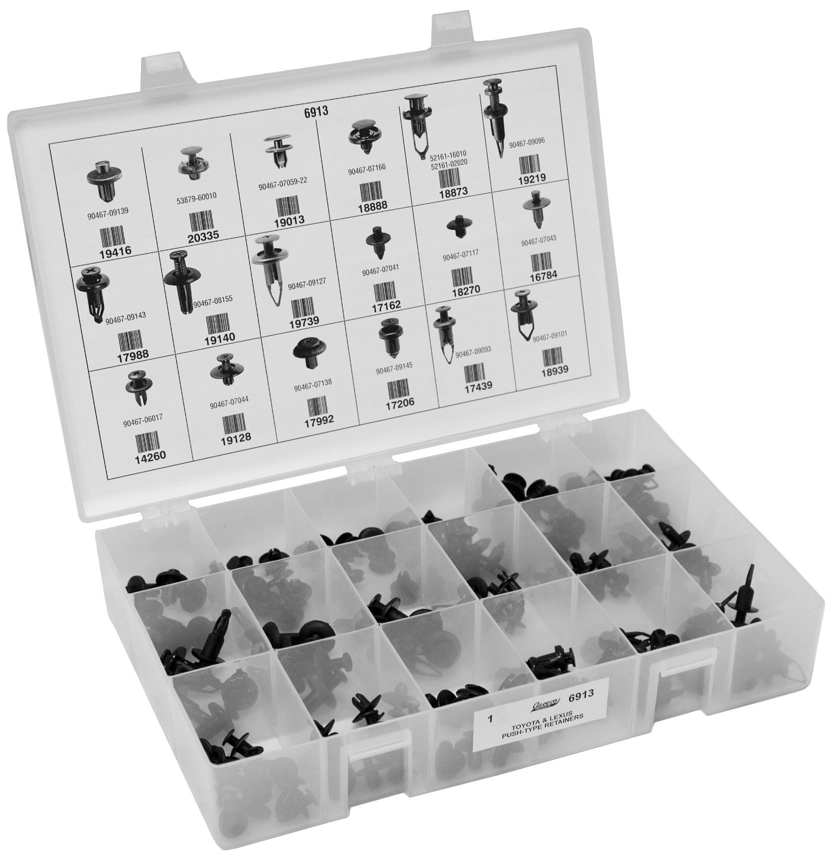 Auveco No. 6913 Toyota & Lexus Push-Type Retainers Quik-Select II Kit, Quantity - 1 KIT