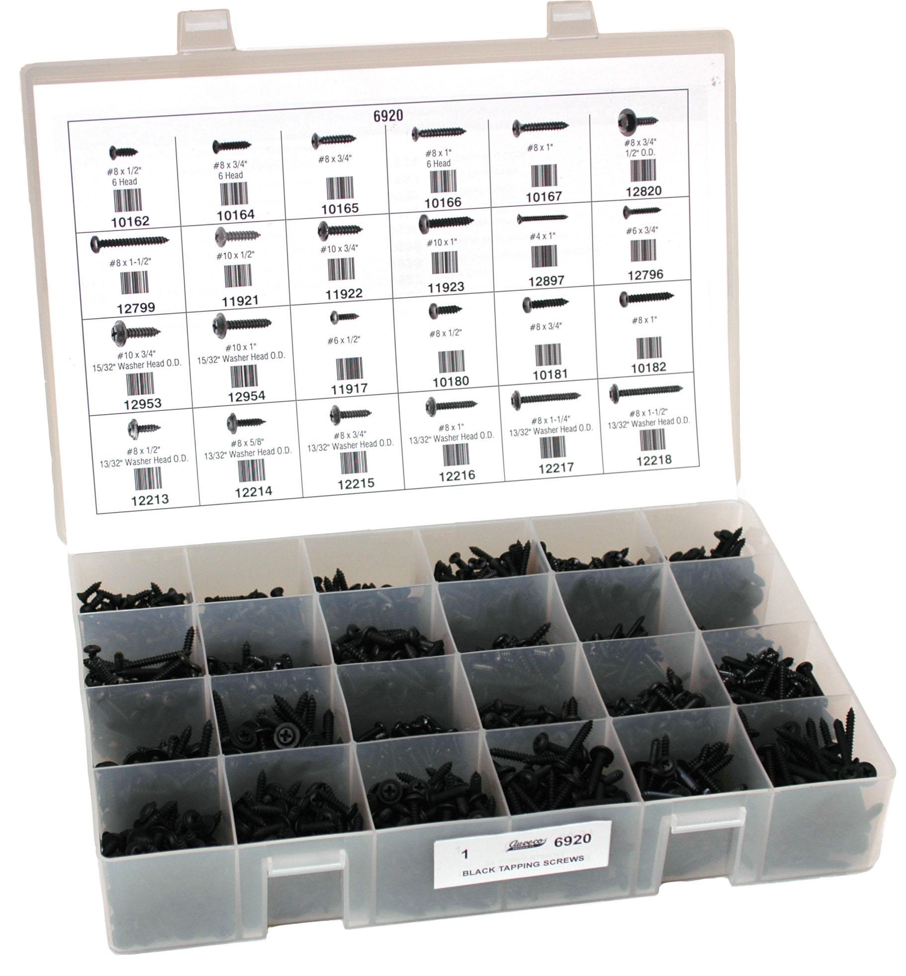 Auveco No. 6920 Black Tapping Screws-Kit, Quantity - 1 KIT