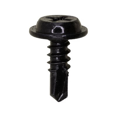 Auveco # 16478 #8 X 1/2" Phillips Flat Top Washer Head Tapping Screw Black. Qty 100.