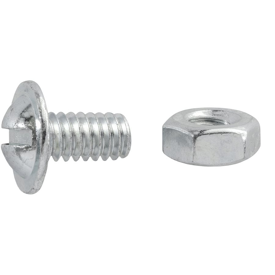 Auveco 23502 Slotted Round Washer Head License Plate Screw W/Hex Nut 1/4-20 X 1/2 Qty 100 