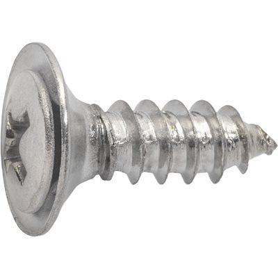 Auveco 23835 Phillips Oval Head Sems Flush Washer Tapping Screw 10 X 5/8 - Chrome Qty 100 