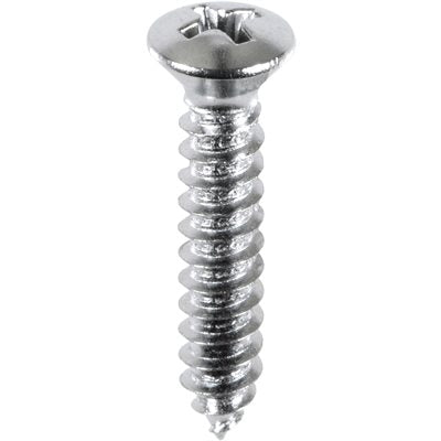 Auveco # 2730 10 X 1" #8 Head Phillips Oval Head Tapping Screw Chrome. Qty 100.