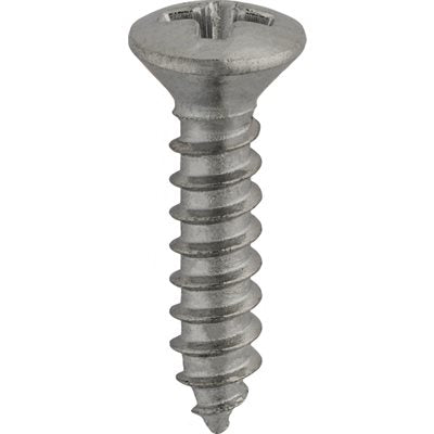 Auveco # 2802 6 X 3/8" Number 4 Head Phillips Oval Head Tapping Screw Chrome. Qty 100.