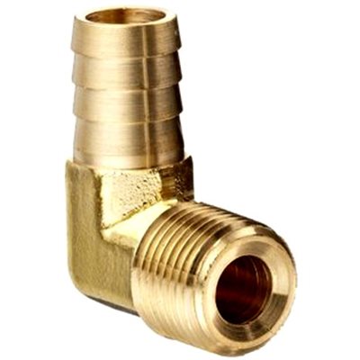 Auveco # 455 Brass 90 Degree Hose Barb 1/4" To Male Pipe 1/8" Adapter. Qty 5.