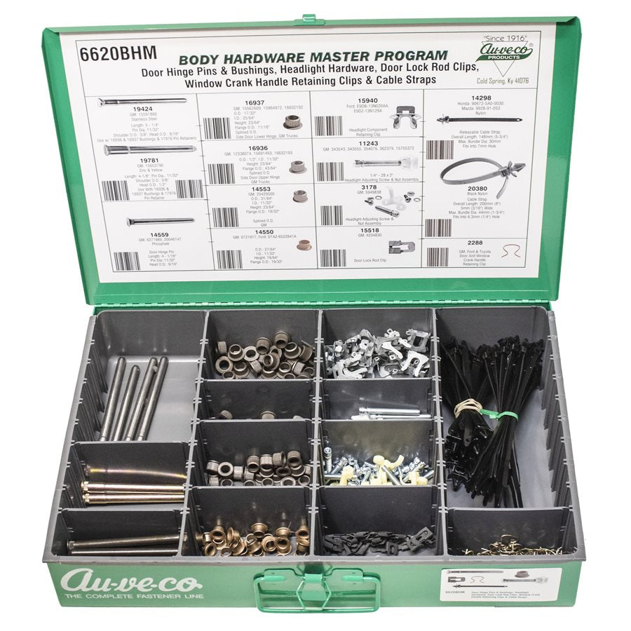 Auveco 6620BHM Assortment Of Hinge Pins And Bush s, Headlight Clips, Cable Straps And Misc Qty 1 
