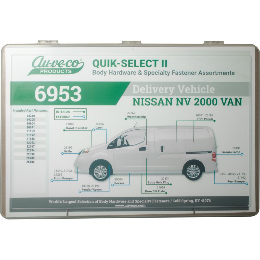 Auveco # 6953 Nissan NV Van Clips & Fasteners. Quik-Select II. Qty 1.