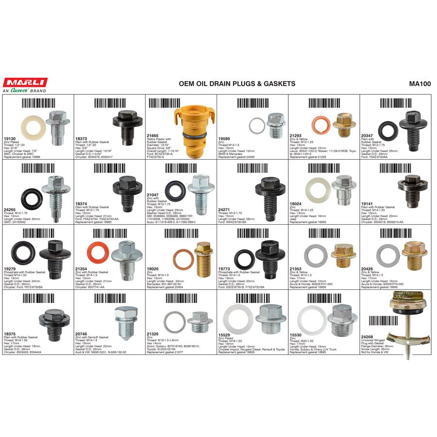 Auveco MA100 Oem Specific Oil Drain Plugs & Gaskets Qty 1 