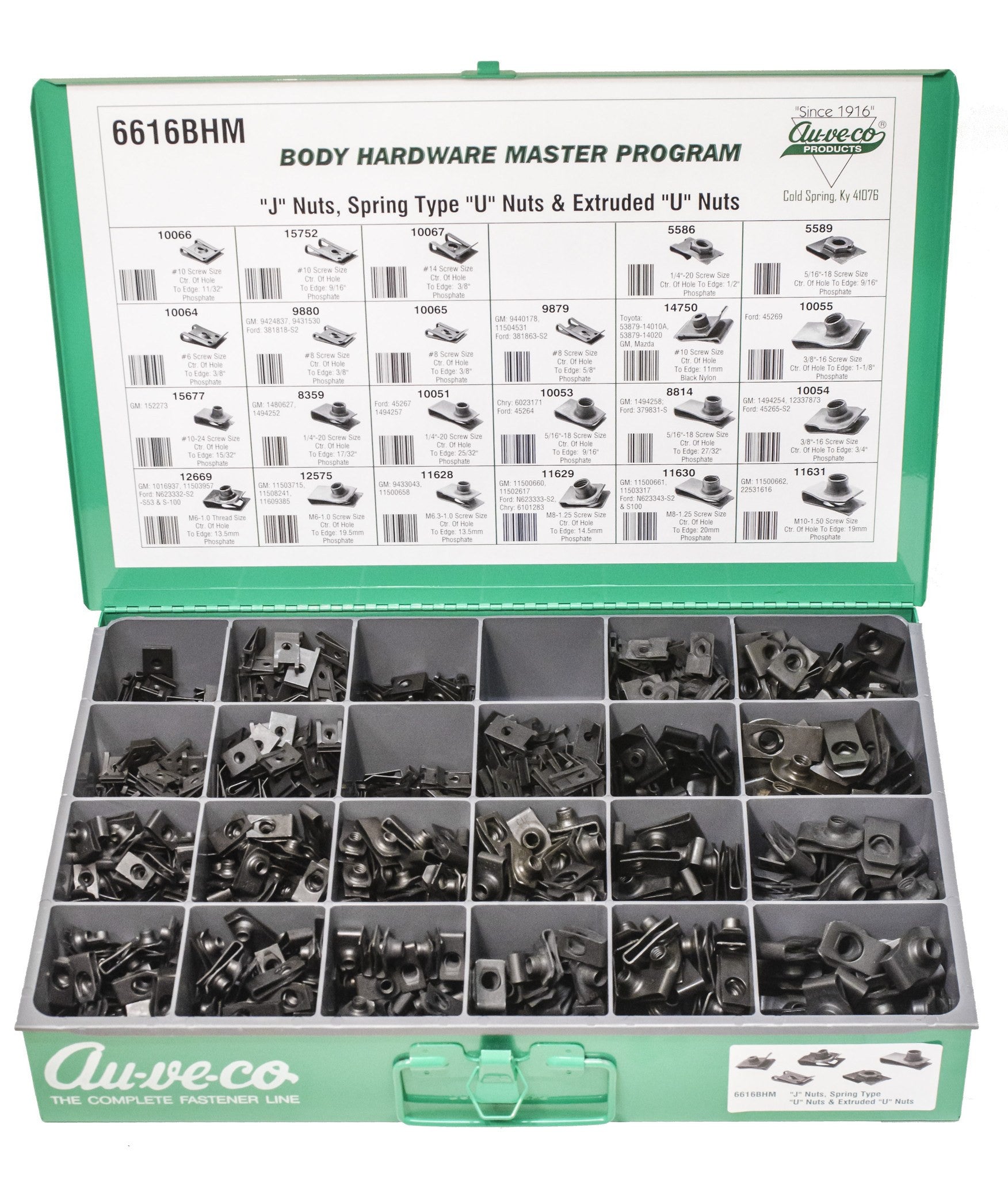 Auveco 6616BHM J Nuts, Spring Type U-Nuts And Extruded U-Nuts Assortment Qty 1 