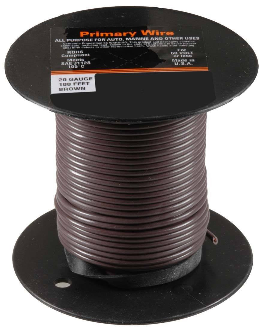 Auveco 21345 20 Gauge Primary Wire, Brown Qty 1 