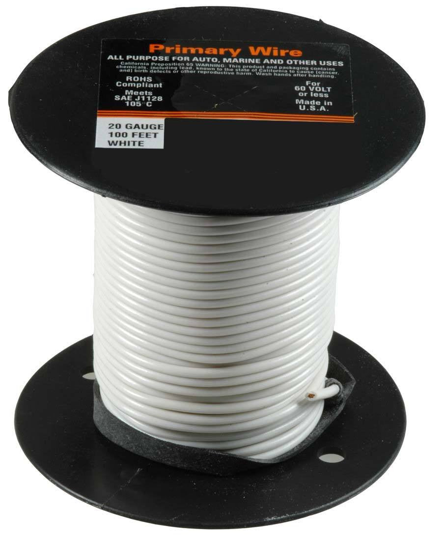Auveco 21340 20 Gauge Primary Wire, White Qty 1 