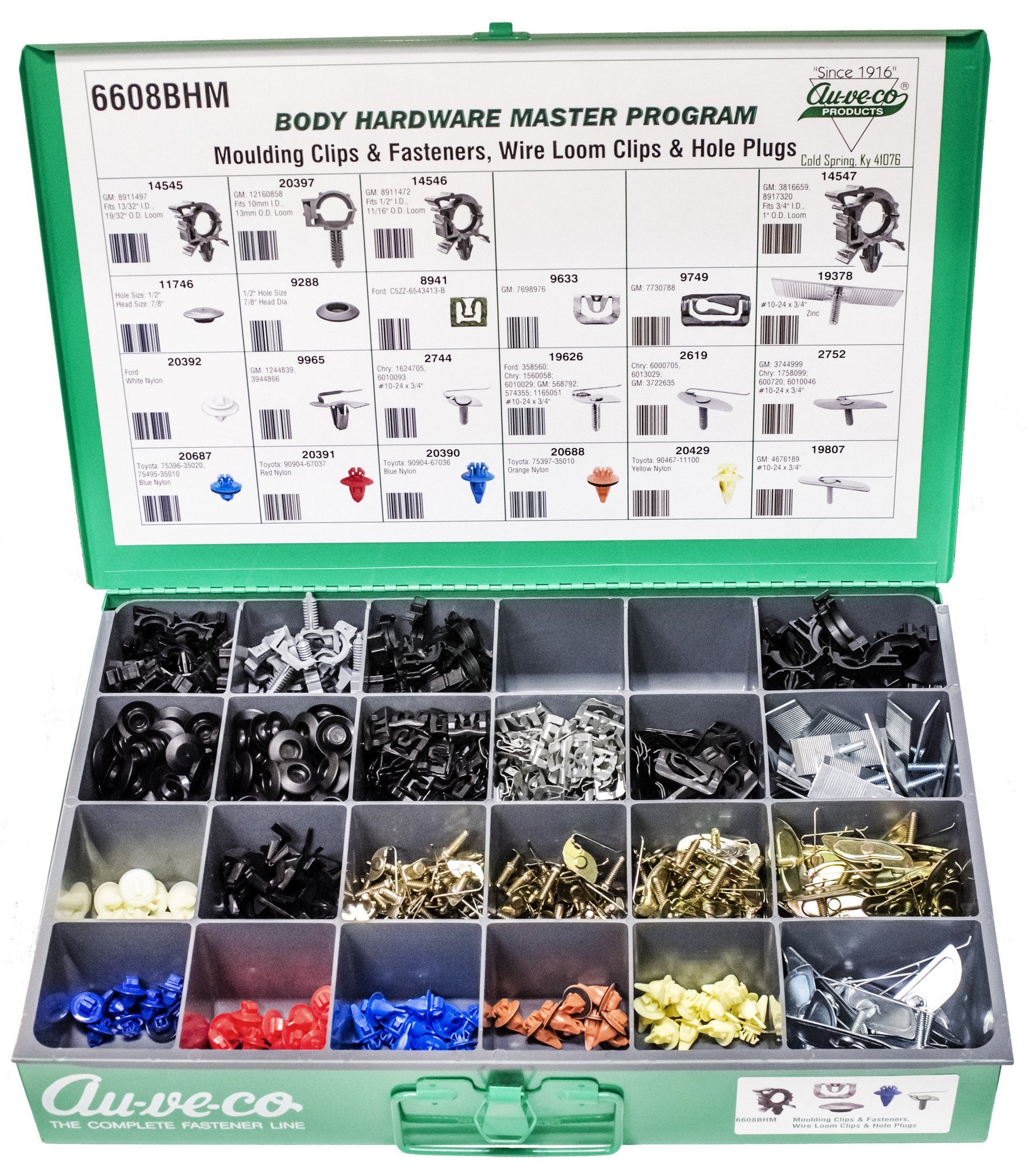 Auveco 6608BHM BHM Assortment Molding Clips And Fasteners, Plug Buttons And Loom Clips Qty 1 
