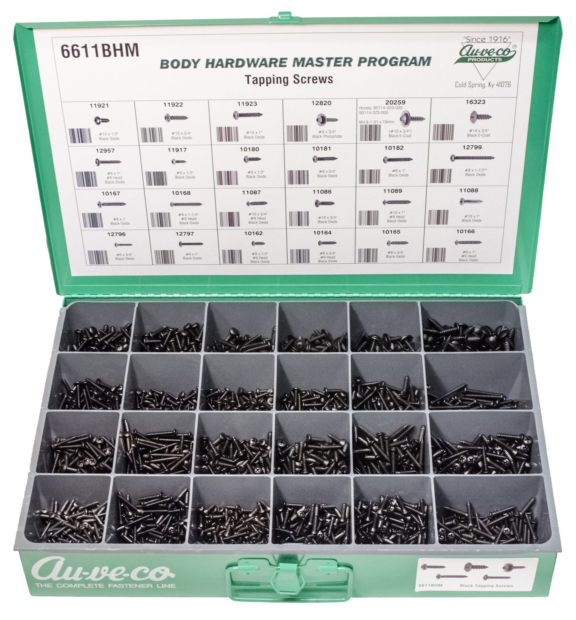 Auveco 6611BHM BHM Assortment Black Oval And Pan Head And Specialty Tapping Screws Qty 1 
