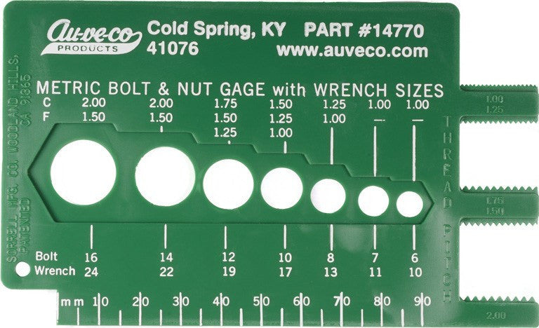 Auveco 14770 Metric Bolt And Nut Gage Qty 1 